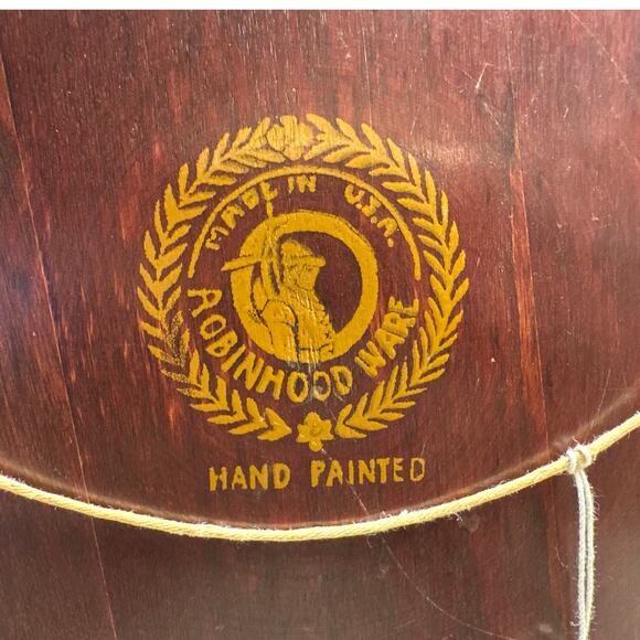 Vintage Robinhood Ware Wood Serving Tray Hand Painted Yellow Flowers USA - Picture 5 of 7